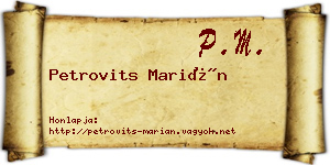 Petrovits Marián névjegykártya